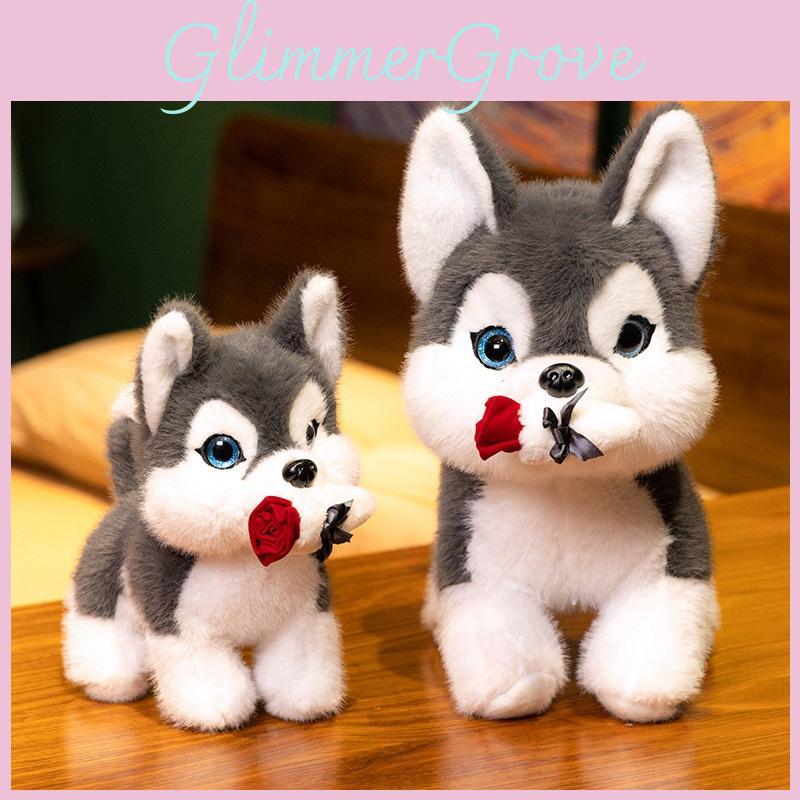 Rose Creative Husky Plush Toys Cute Valentine Days Girls Boys Holiday Gifts