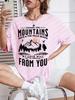 Spring Unisex Cotton TShirts Mountains Setting Sun Printed Short Sleeve Tees Fashion Female Clothes Comfortable Soft Street Tops