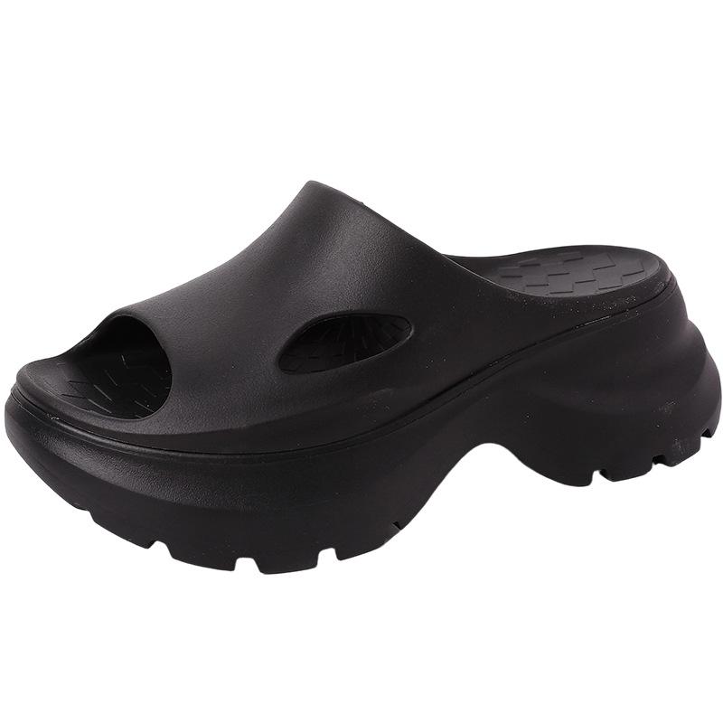 Fashion sandals simple thick-soled heightening cool slippers women's summer Korean version solid color casual versatile beach one-word sandals