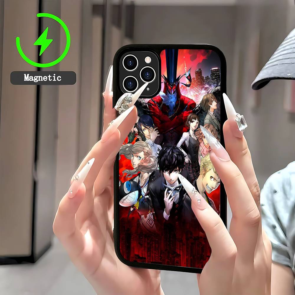 Classic Anime P-Persona 5 Magnetic Phone Case For IPhone 16 15 14 13 12 11 17 Pro Max Plus Wireless Charge Cover