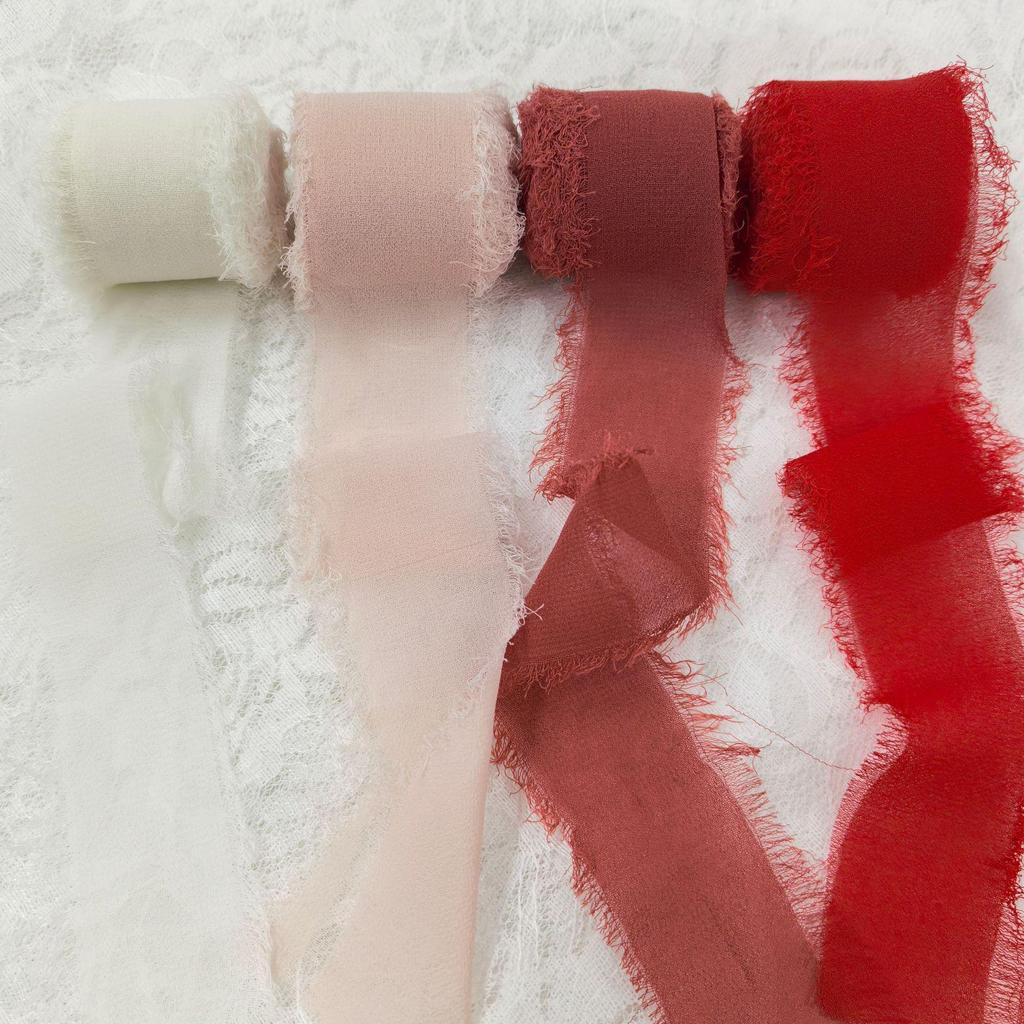 Hand-Torn Raw Edge Chiffon Ribbon Bouquet Streamer for Wedding Flowers