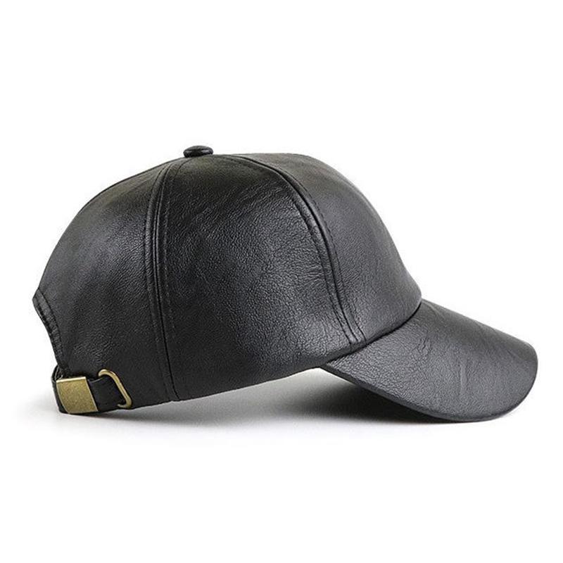 PU Leather Thicken Warm Vintage Baseball cap for Men Autumn Winter