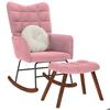 VidaXL Rocking Chair with Pink Velvet Footrest, Rocking Armchair, Lounge Chair, Living Room Seat, Chair, Chair of 4016847