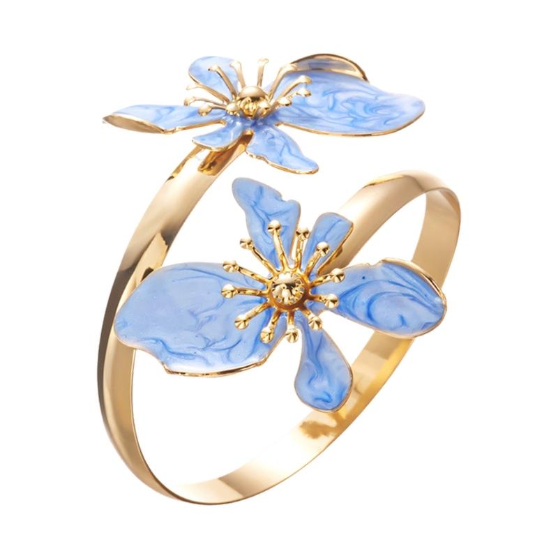 Multifunctional Adjustable Flower Shape Metal Bangle Bracelet Adjustable Diameter for Trendy Accessories and Gift Giving