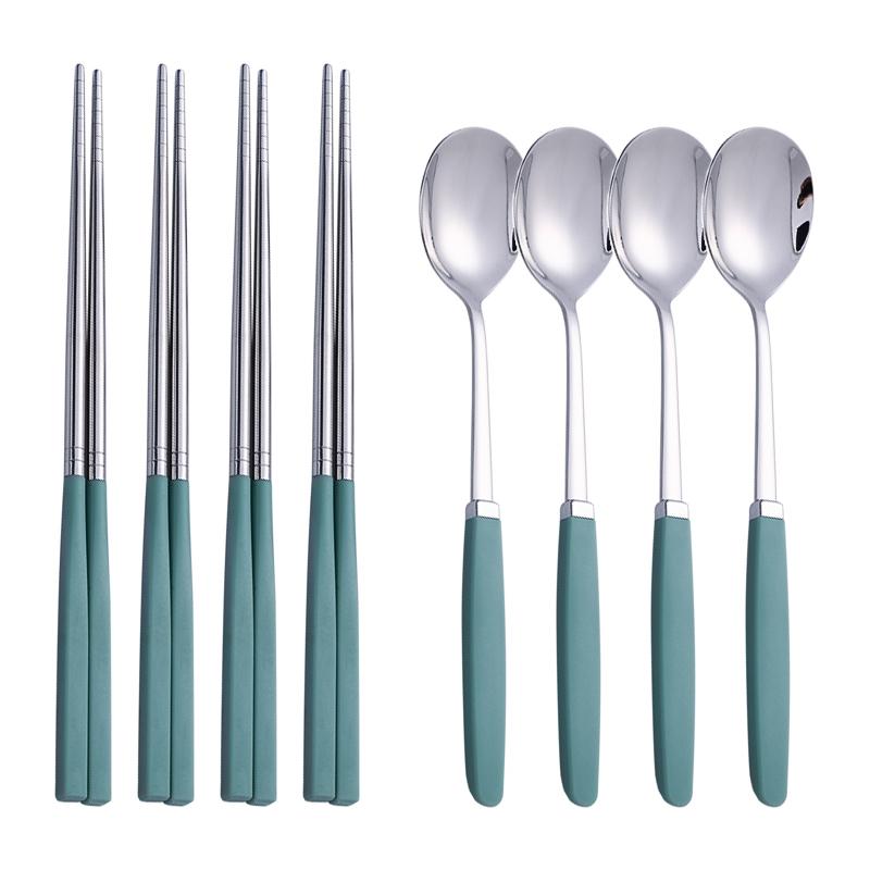 Set Tacâmuri Coreene Oțel Inoxidabil 304 Set Tacâmuri de Înaltă Calitate Set Cină Set Lingură Bețișoare Veselă 8 Buc Seturi Tacâmuri