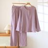 2026 Spring and Autumn New Couple's Pajama Set 100% Cotton Crepe Cloth Women's Large Long Sleeve Long Pants Home Set