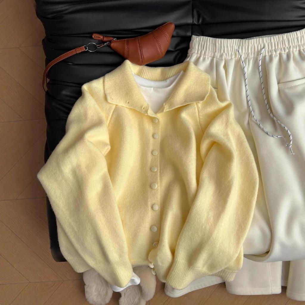 Women's Soft High Neck Knit Cardigan - Thickened Polo Collar Sweater for Autumn/Winter