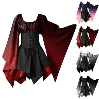 Abito da donna alla moda, a maniche lunghe, vintage, per cosplay, feste, serate, abito formale