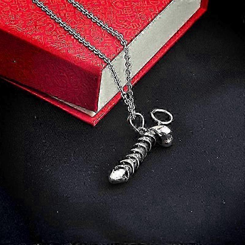 Sterling Silver Dick Pendant Necklace Fun Unique Jewelry Pendant Necklace Valentine's Gift for Men & Women