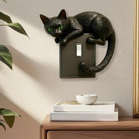Black Cat Switch Cover 3D Dog Light Switch Cover Animal Toggle Switch Plate Cover Home Office Room Decorative Accessories