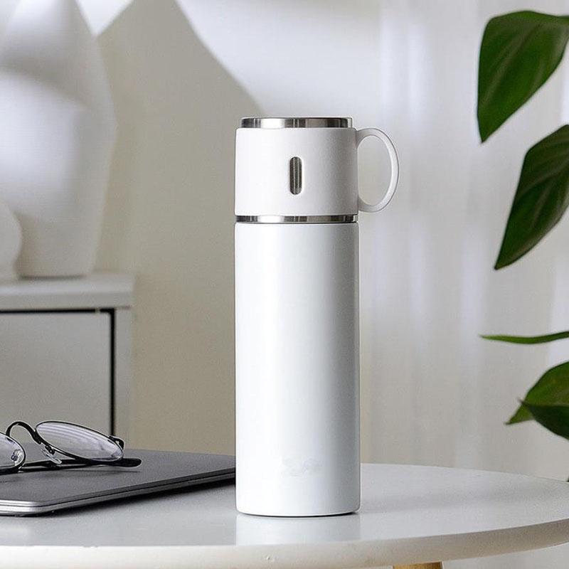 Изолированная чашка из нержавеющей стали, большая емкость, корейская студенческая чашка для воды, простая портативная изолированная чашка для воды в стиле Ins 420ml белый