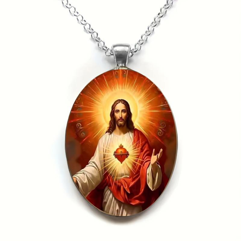 

Подвеска «Святое Сердце Иисуса», кулон из стекла с драгоценным камнем времени, подходящий для повседневной носки мужчинами и женщинами