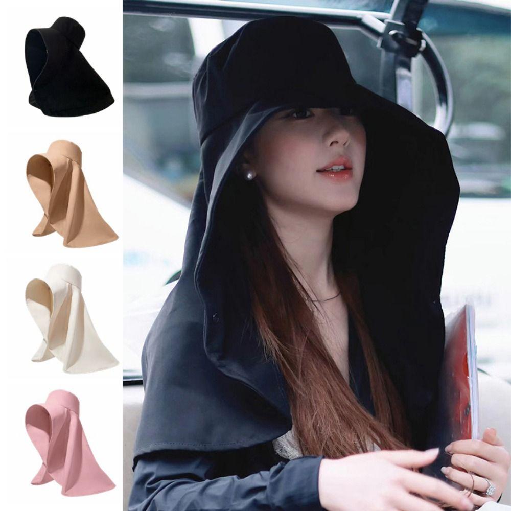 Wind Proof Large Brim Sun Hat Solid Color Wide Brim Sunhat High Top Sun Protection Cap Summer
