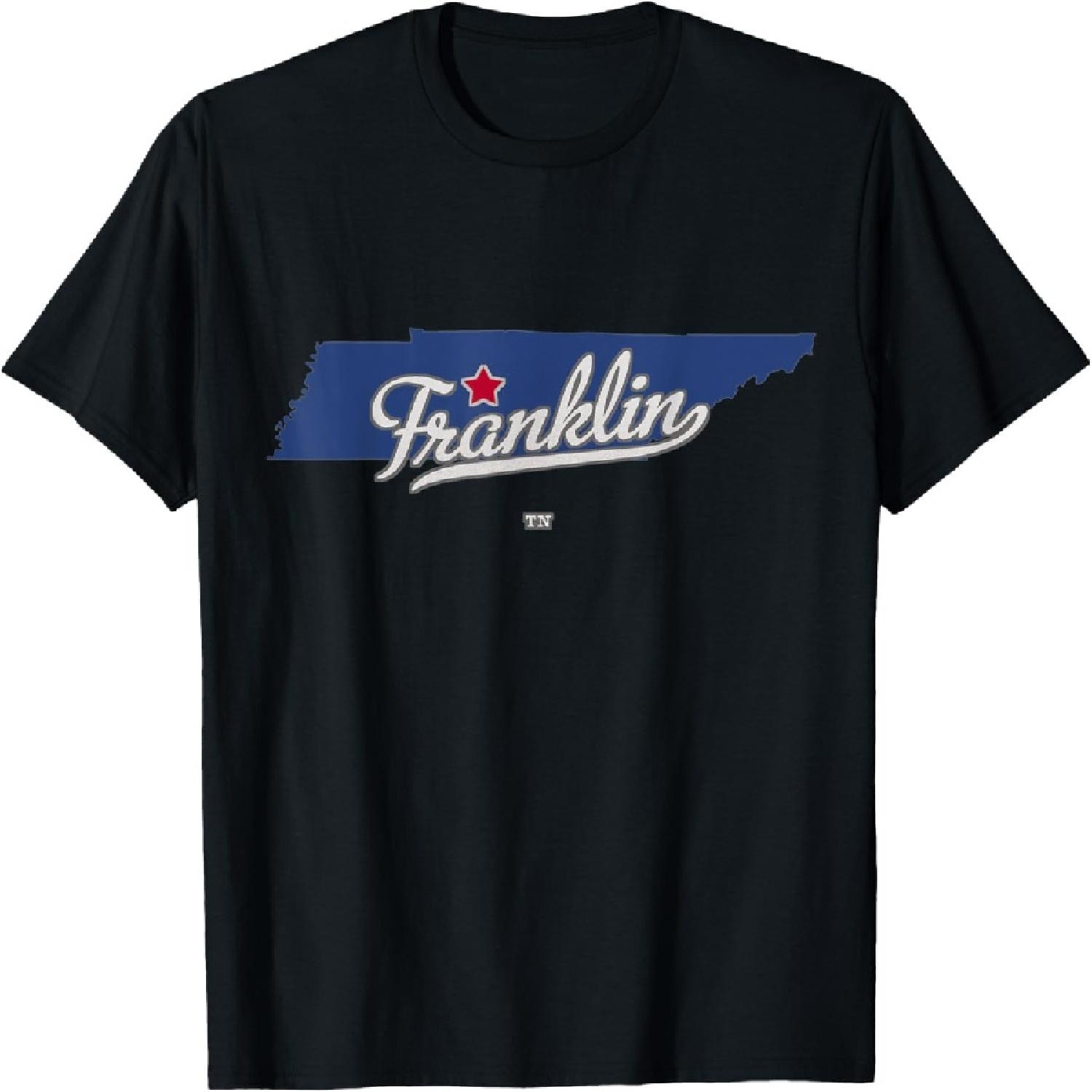 Franklin Tennessee TN Map T-Shirt XXXXXL разноцветный