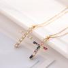 Fashion Women's Jewelry Micro-paved Colorful Zircon Drop Cross Necklace Necklace Commuting