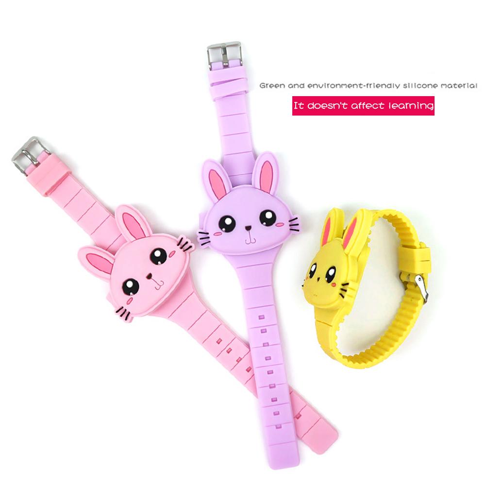 Cute Cartoon Silicone Rabbit Watch for Kids Waterproof Silicone Watch for Girl and Boy