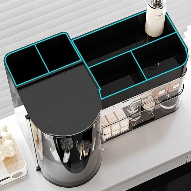 Desktop Cosmetics Storage Box Organizer Rotating Dust-proof Makeup Brush Holder Light Luxury Compartment Lipstick Storage Holder
