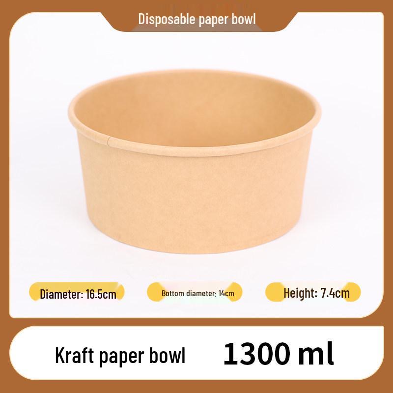 Cheng Yuan Thickened Waterproof and Oil-Proof Round Kraft Paper Food Container with Lid for Takeout and Salad Packaging