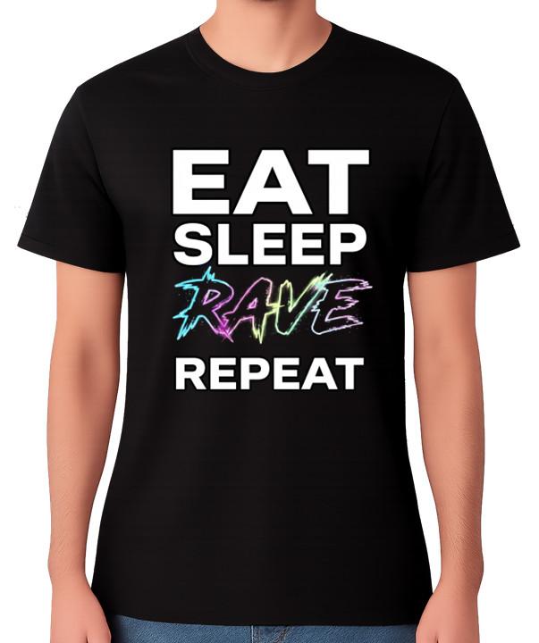 Eat Sleep Rave Repeat Unisex T-Shirt EDM Festival House Music Party Tee S