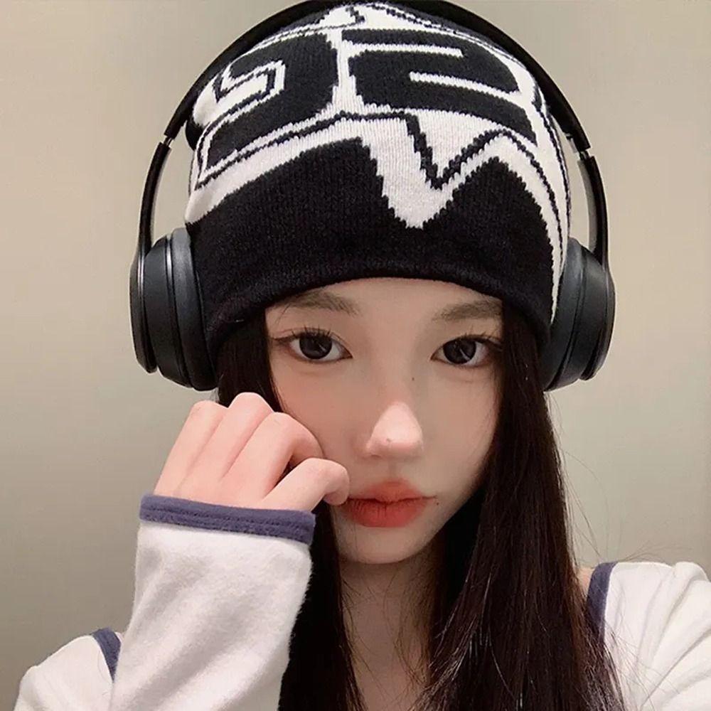 Star Knitted Letter Beanies Y2K Ins Skullies Punk Pullover Hats  Outdoor