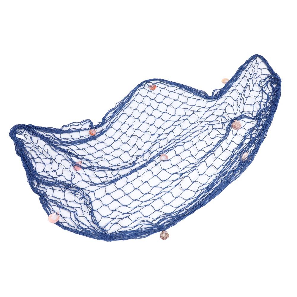 Blue Color Fishing Net Wall Hanging 59.06x78.74in Fish Net Party Decor Mediterranean Style Decor