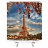 Eiffel Tower Paris Scenery Shower Curtain Vintage Scenery Cherry Blossom Butterfly Polyester Fabric Bath Curtains Bathroom Decor