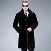 New Winter Mink Coat for Men, Mink Velvet Knee-length Long Middle-aged and Elderly Dad Fur Coat