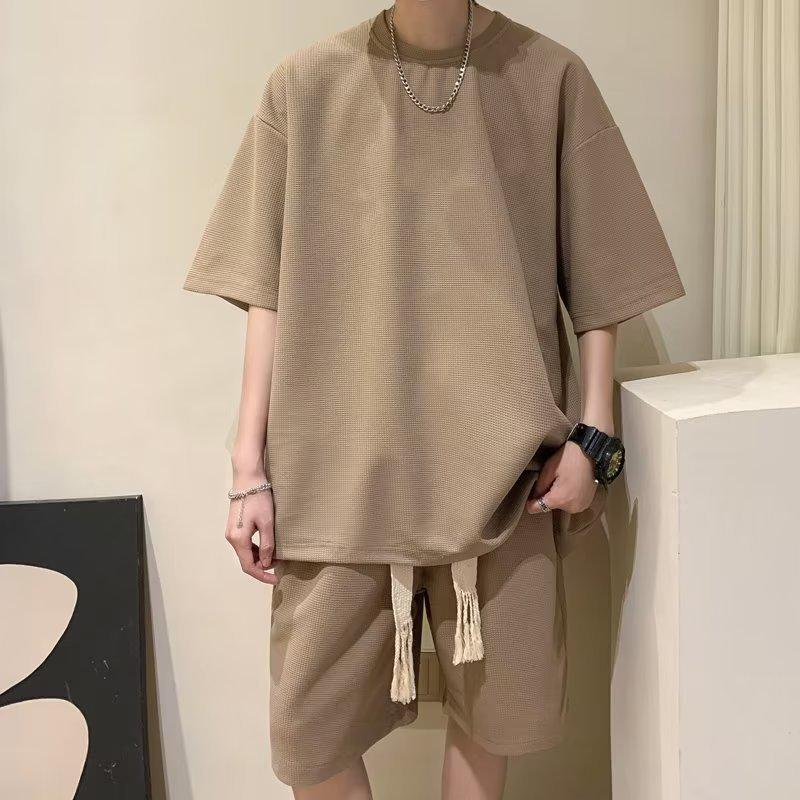 

Boys Cool Waffle Casual Sports Suit - Trendy Short-Sleeved Summer Outfit 4XL сірий колір