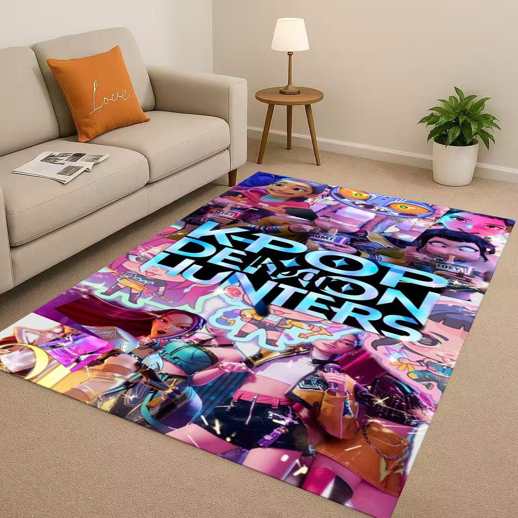 2026 New Cartoon Kpop Demon Hunters Zoey Rumi Mira Living Room Non-Slip Area Rug Carpet for Bedroom Playroom Sofa,Home Doormat