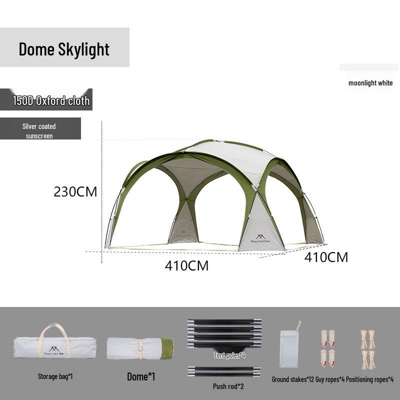 Namiot Kopułowy Górski: Duży namiot kempingowy zewnętrzny z osłoną przeciwsłoneczną i moskitierą na wycieczki samochodowe