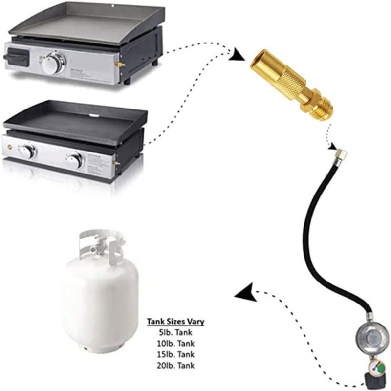 Mosazný propanový adaptér pro nízký tlak, 3/8palcový vnější závit, pro stolní grily, venkovní vaření a kempování
