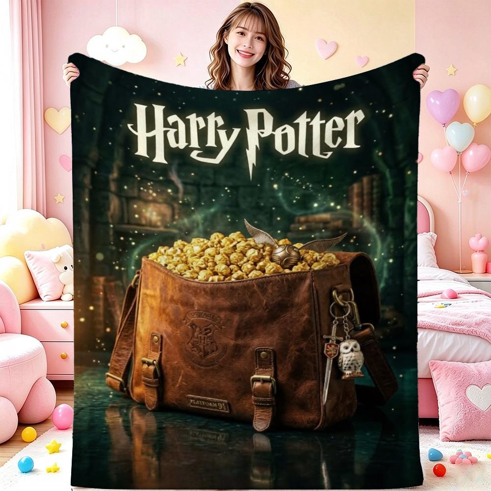 Harry Potter'S Magical World Pattern Theme Flannel Blanket Allseason Fleece Blanket For Bedroom Sofa Bed Home Decor Christmas Gift