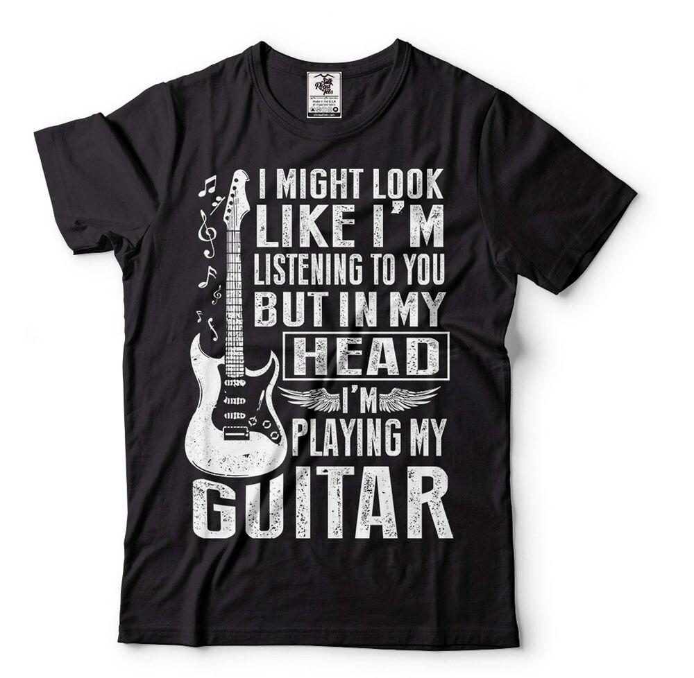 Guitarist Shirt In My Head I m Playing Guitar Shirt Guitarist Gifts Guitar Shirt Unisex T-Shirt M