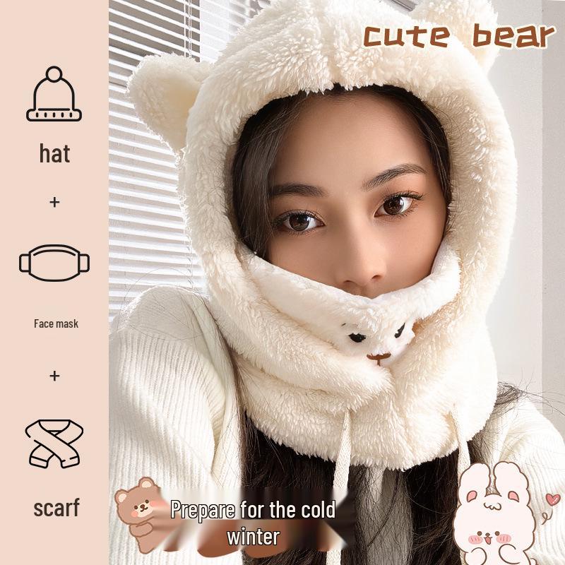 

Новый стиль женская шапка и шарф: Флисовая подкладка, Толстый, Теплый, Плюшевый Зимняя защита