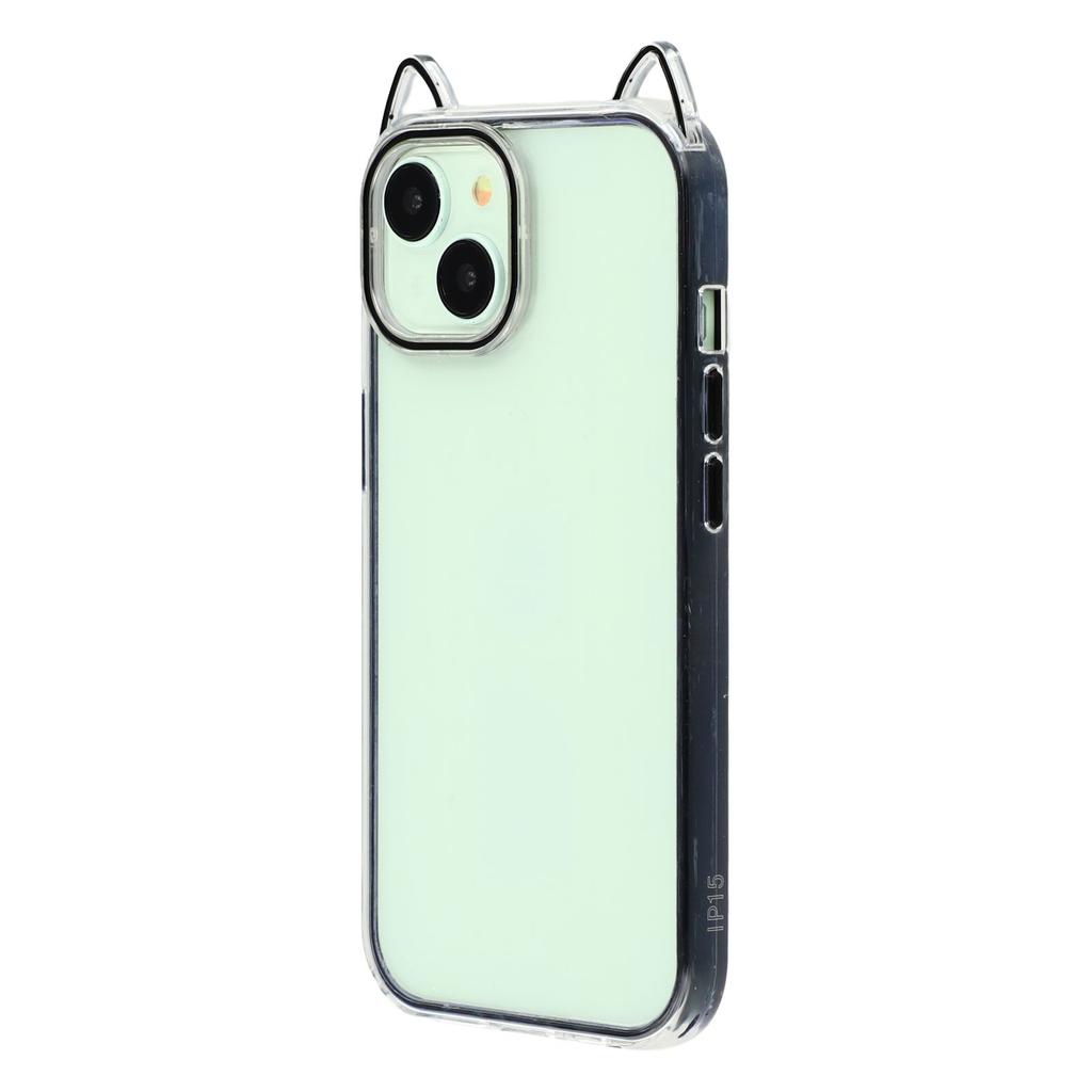 For iPhone 14 Case Cat Ear Design TPU + Acrylic Clear Phone Back Cover