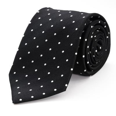 [Michiko London] Brand Necktie, Made In Japan, 100% Silk, Polka Dot Pattern (D: Black)