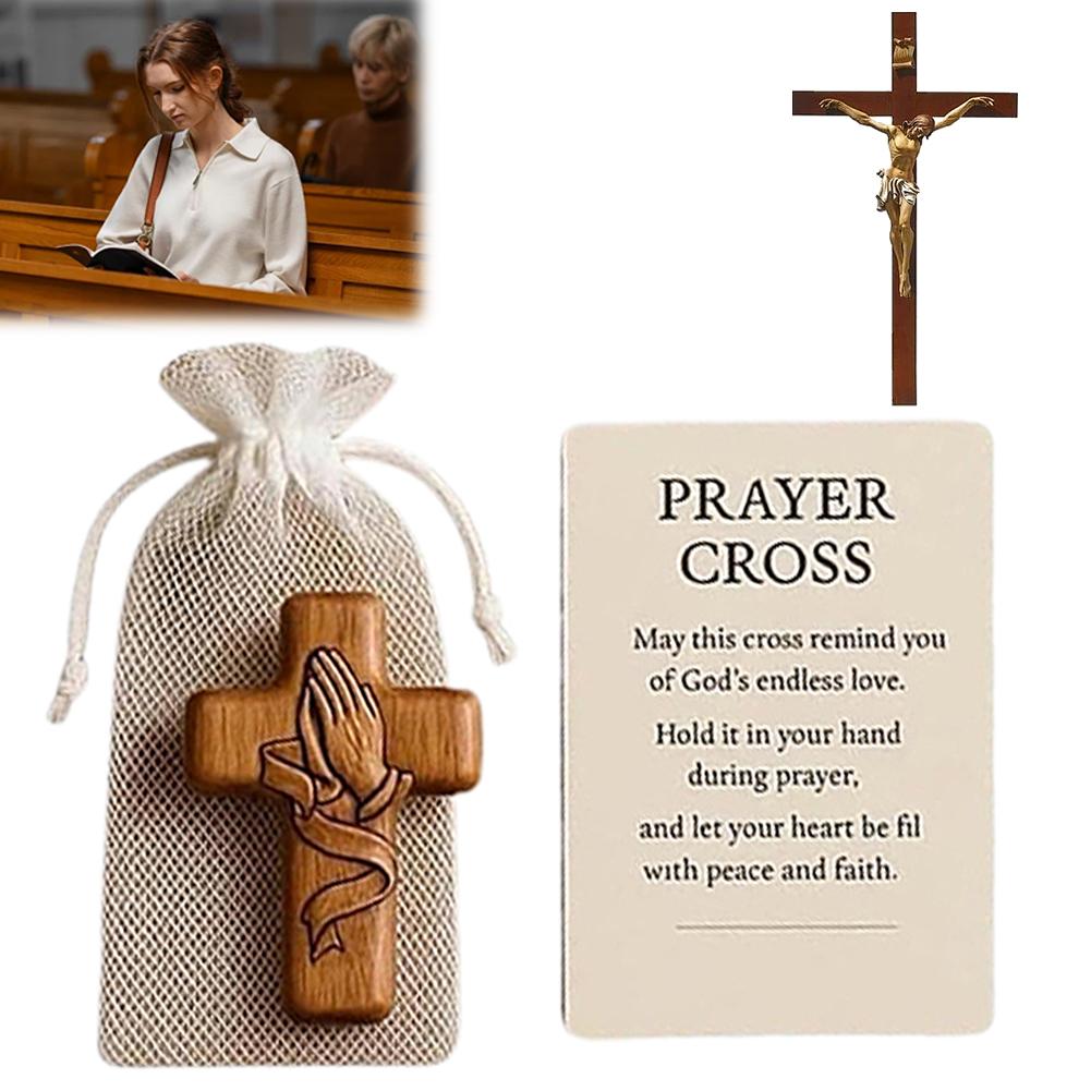 1/2/3Pcs Prayer Hands Cross: A Pocket-Sized Sanctuary Handheld Heart Carry In To Pocket Supp Natural With Emotional Resin C X9G7