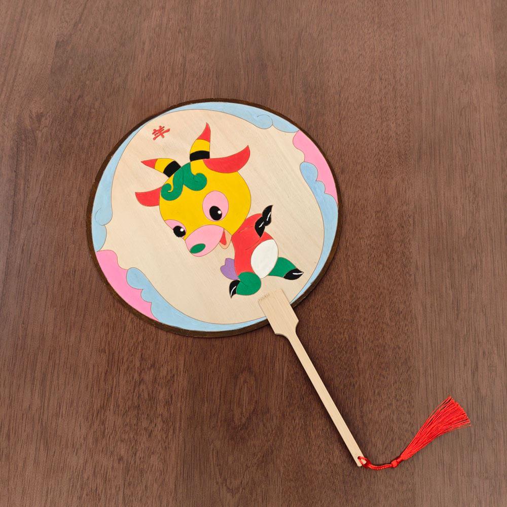 Chinese Zodiac DIY Wooden Fan: Children's Coloring Kit for Creative Parent-Child Interaction