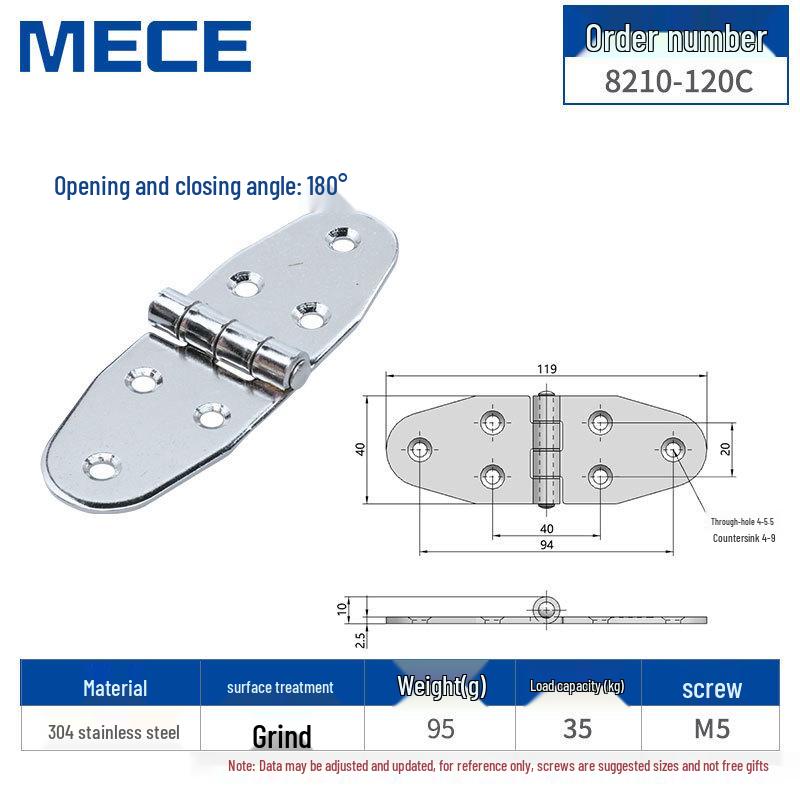 304 Stainless Steel Thickened Cabinet & Wooden Door Hinges