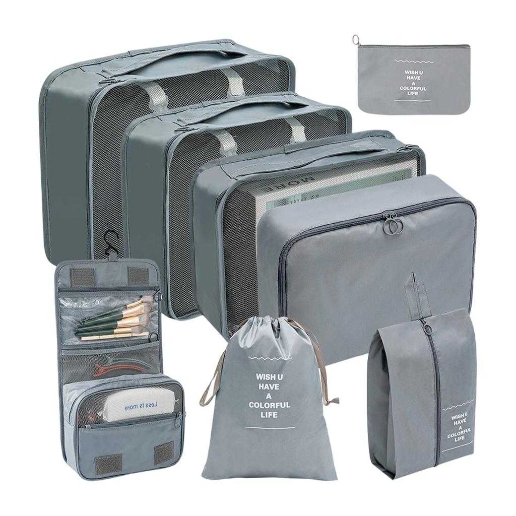 8-Piece Travel Packing Cubes Set - Large Capacity Luggage Organizers for Suitcase, Clothes and Shoes Storage Bags, Portable Travel