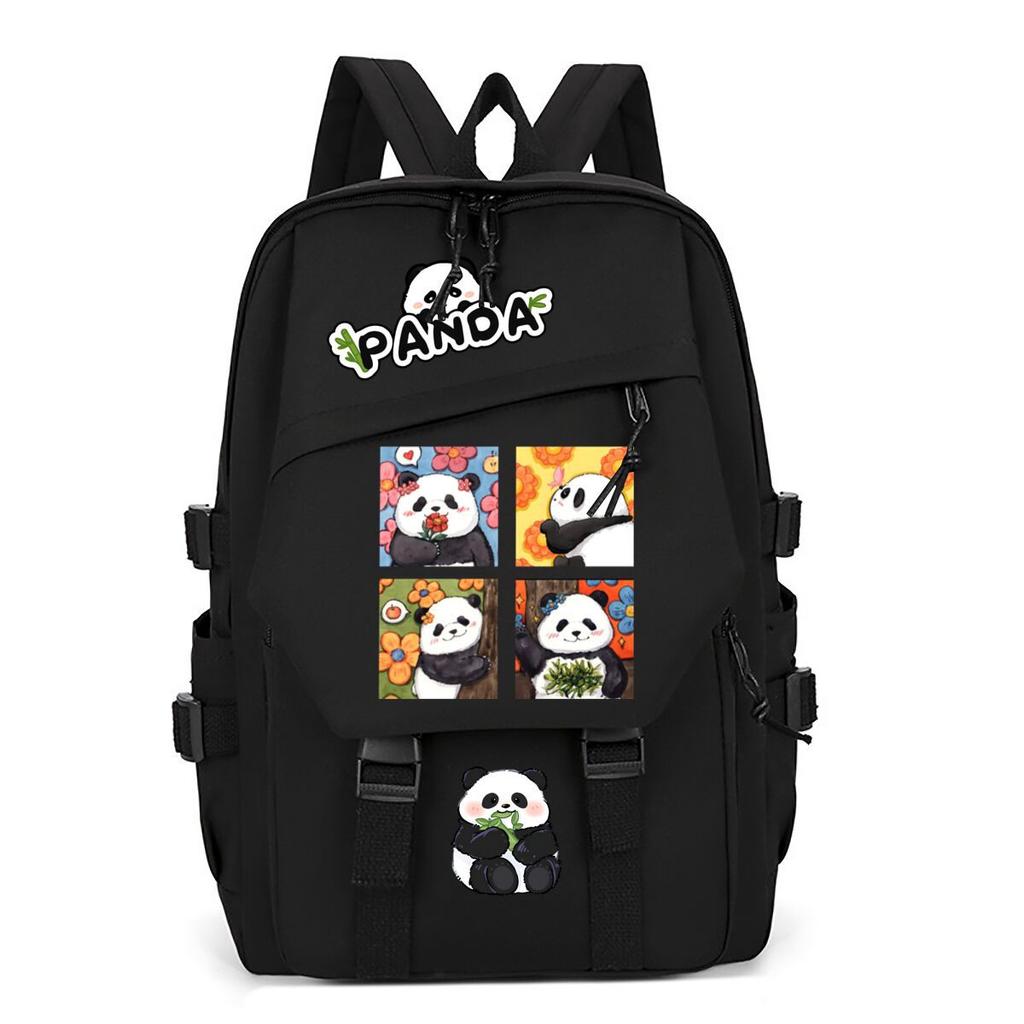 Panda Huahua Cartoon Printed Student Campus Backpack Casual Large Capacity School Bag
