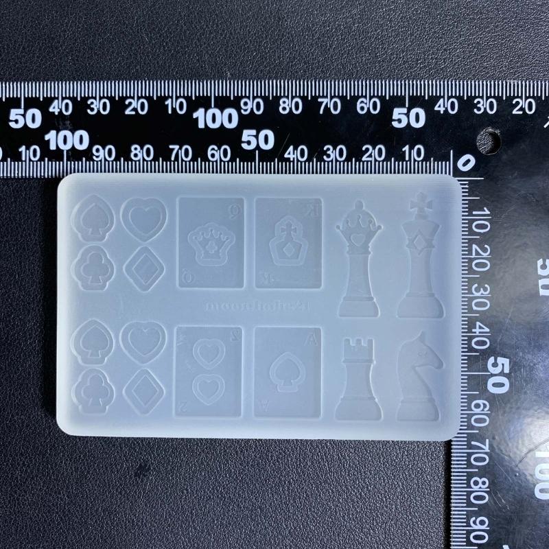 Schach und Karten Bastelform Set Leicht zu reinigende Silikon Gießform Handgefertigte Zubehörform für Bastelbegeisterte