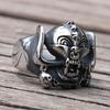 Gotischer Herren-Edelstahlring Ethnischer Retro-Stil Totenkopf Bikerringe Männlicher Rock Punk Ring Schmuck Geschenk für Ihn