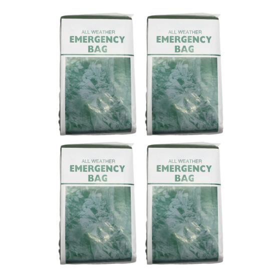 

1/2/4 шт. аварийный спальный мешок водонепроницаемый ПЭ портативное термоодеяло легкий открытый кемпинговый походный походный мешок для взрослых 4pcs армия зеленый