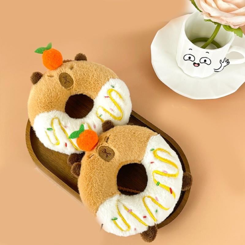 Anime Figure Pendant Plush Capybara Food Doll Keychain Bag Charm Capybara Doll Keychain Backpack Hanging Ornaments