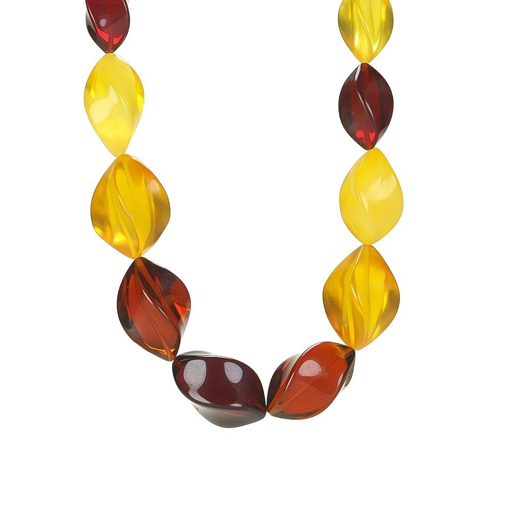 Amber Honey Multi-Faceted Necklace – Yellow, Blood Amber, Rhombus Design for Men & Women