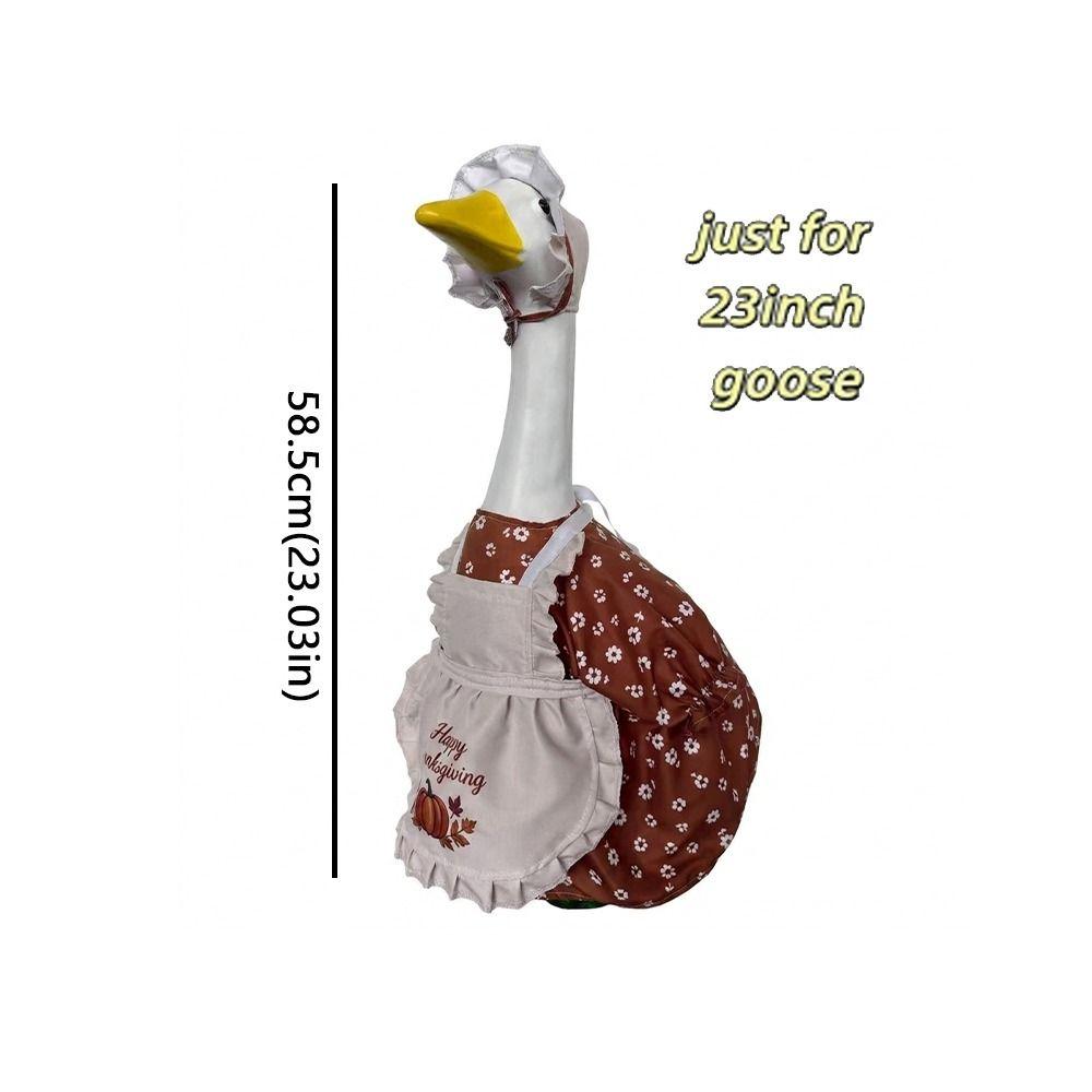 Pumpkin Print Thanksgiving Porch Goose Dress Outfit Goose Apron Suit for 23 Inch Yard Goose
