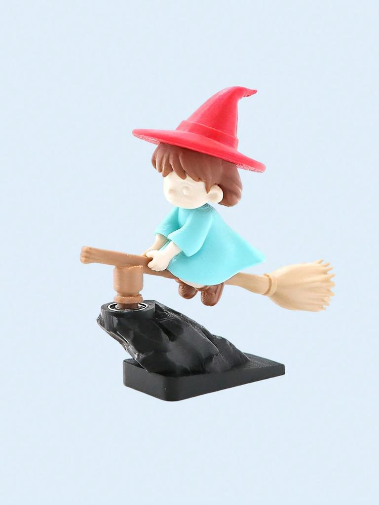 Witch on Broom Car Ornament, ABS Resin Dashboard Decor, Creative Car Interior Gift for Women