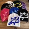 Pattern Sc Alphabet Acrylic Beanie Knit Hat Unisex Warm Hat For Outdoor Use