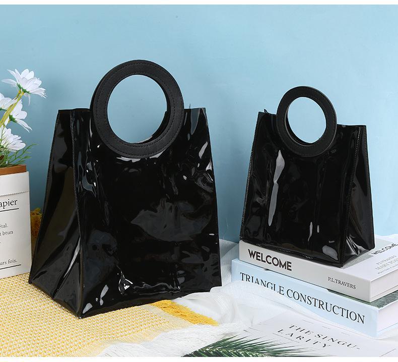 

Черная сумка-тоут из ПВХ - подарочная упаковка с индивидуальным принтом в виде желе для переноски round handbag 25*15*28 чёрный